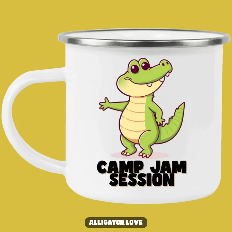Funny Happy Alligator Dancing Camping Mug: Your Groovy Camp Buddy!