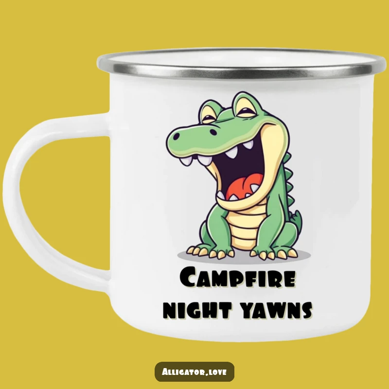 Funny Mischievous Alligator Yawn Camping Mug: Your Hilarious Camp Buddy!