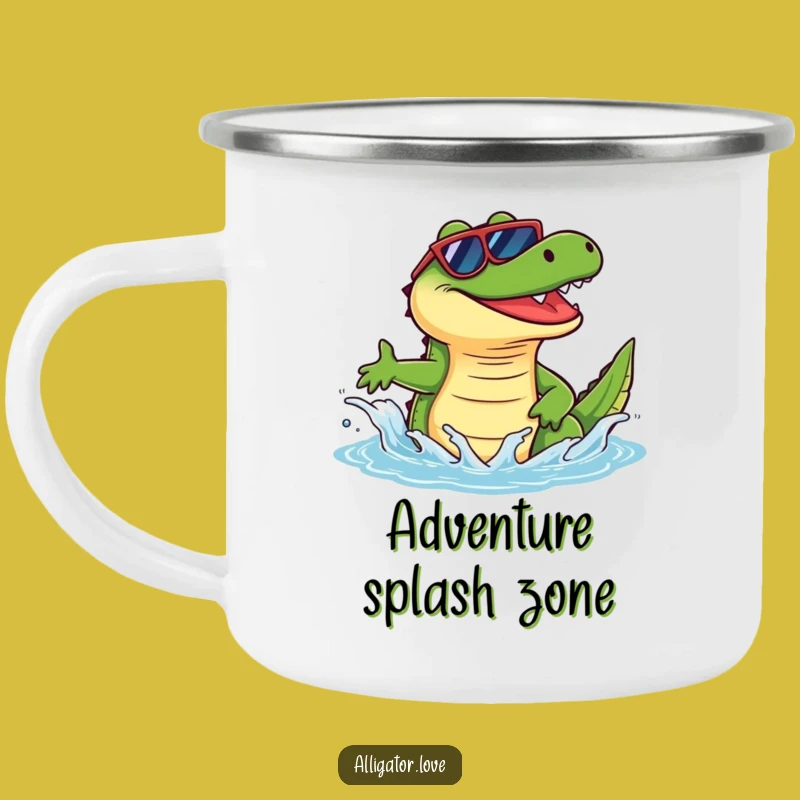 Funny Alligator Sunglasses Splash Camping Mug: Adventure with Cool Reptile Style!