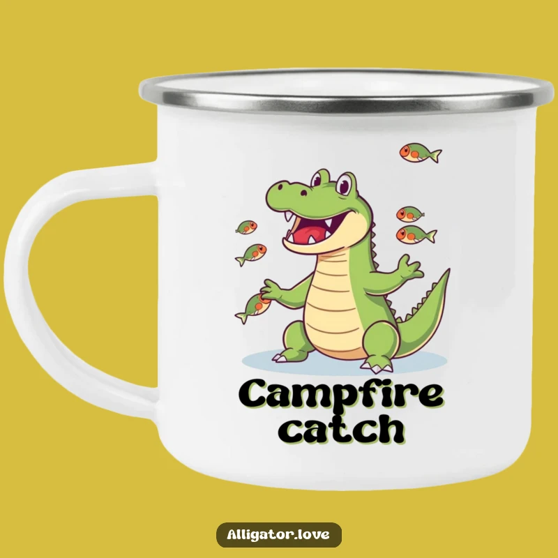Funny Juggling Gator Fish Camping Mug: Sip and Behold Outdoor Wonders!