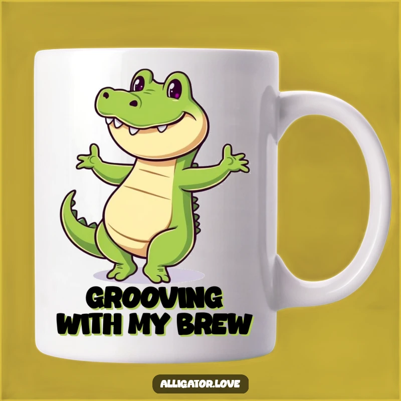 Funny Dancing Alligator Mug - Cheerful Reptile Gift for Dance Lovers