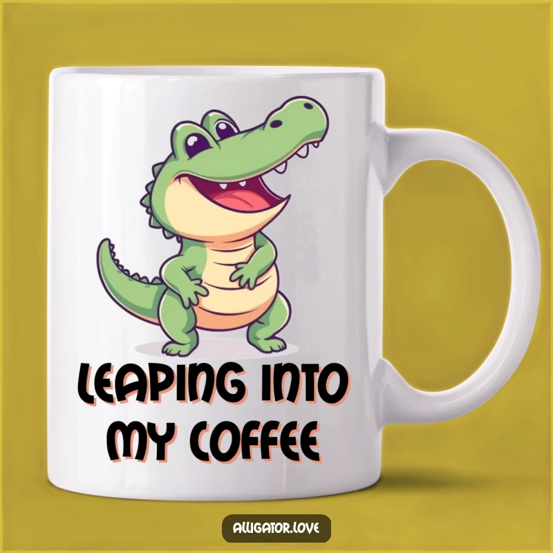 Funny Excited Alligator Mug - Playful Reptile Gift for Enthusiasts