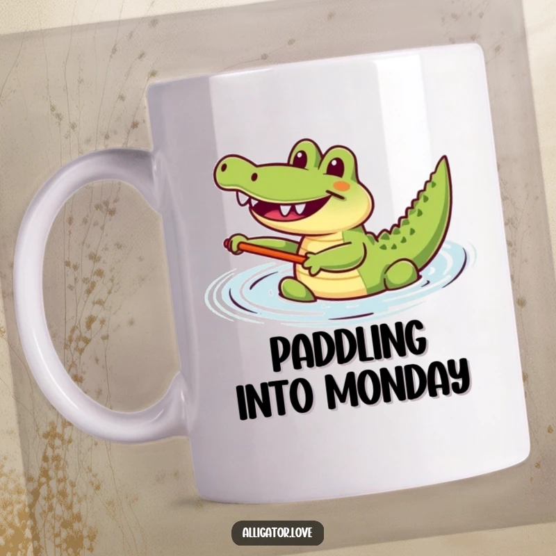 Funny joyful alligator happily paddling its way through the water, a humorous mug.