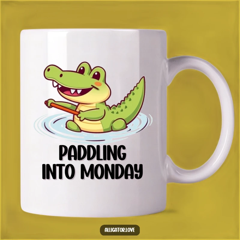 Funny Happy Paddling Gator Mug: Joyful Reptile Fun Gift!