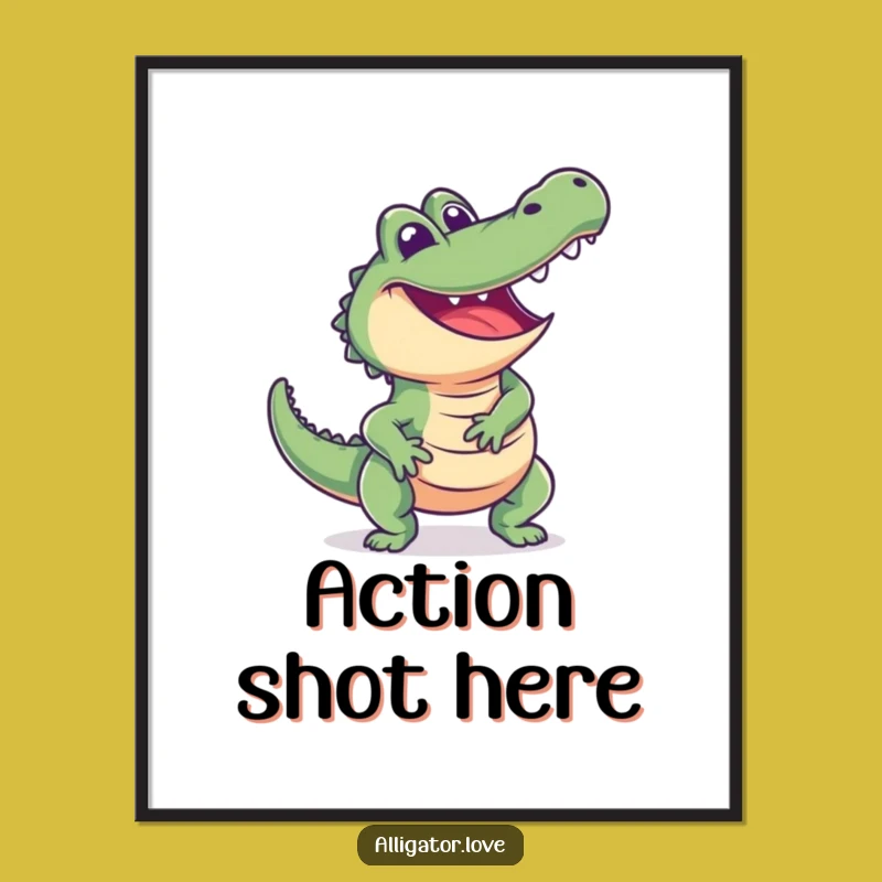 Funny Excited Alligator Digital Art - Instant Dynamic Decor for Your Walls