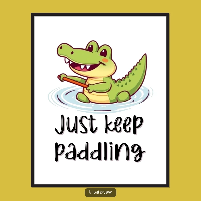 Funny Happy Paddling Gator Digital Art: Instant Joyful Decor!