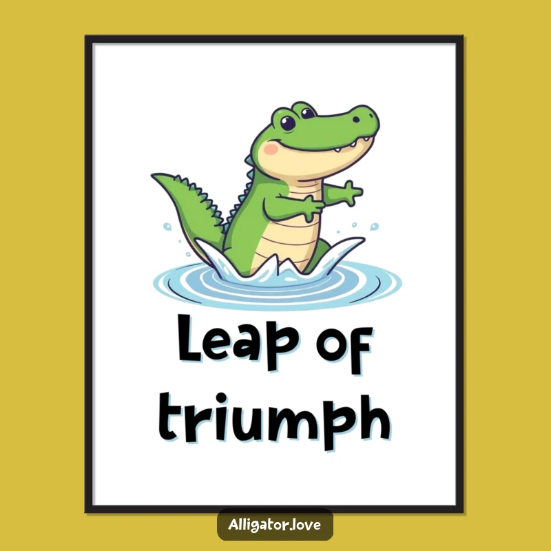 Funny Joyful Alligator Digital Art Print: Instant Hilarious Wall Decor Gift!