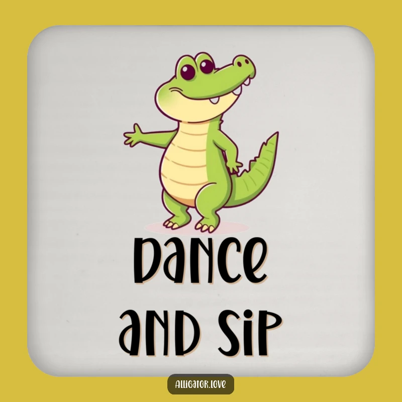 Funny Happy Alligator Dancing Drink Coaster: Stylish & Rhythmic!