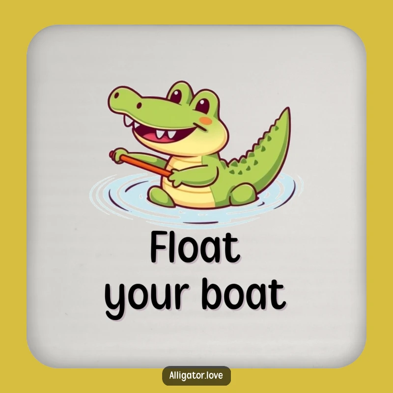 Funny Happy Paddling Gator Coaster: Protect Surfaces with Joy!