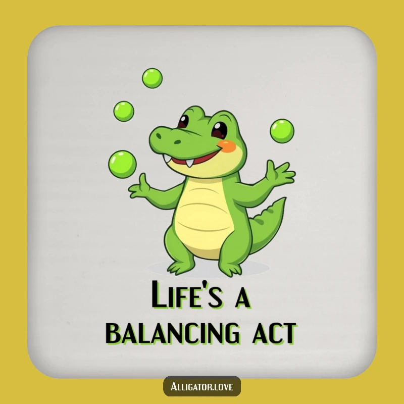 Funny Alligator Juggling Drink Coaster - Protect Surfaces with Hilarious Style