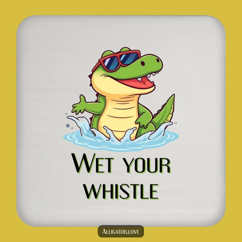 Funny Alligator Sunglasses Splash Coaster: Protect Surfaces with Cool Style!