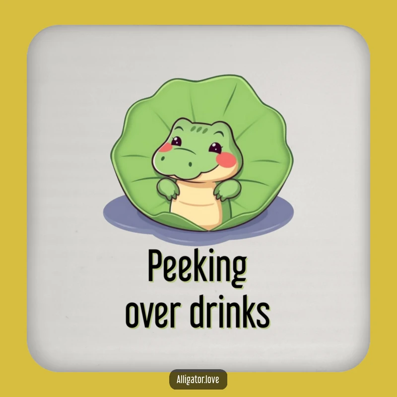 Funny Curious Alligator Drink Coaster: Protect with Playful Mystery!