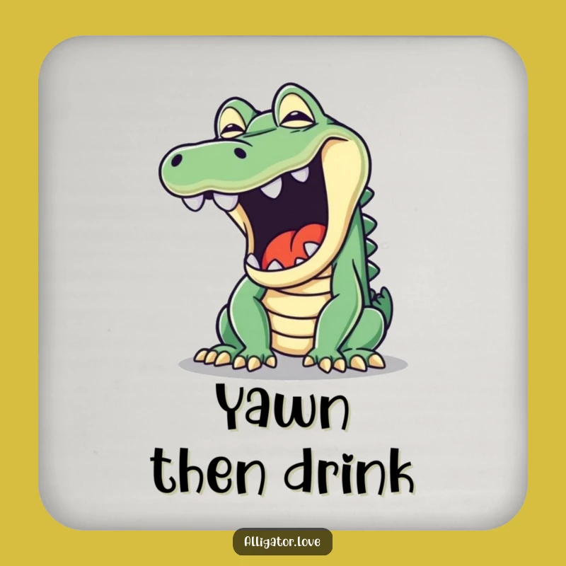 Funny Mischievous Alligator Yawn Drink Coaster: Stylish & Hilarious!