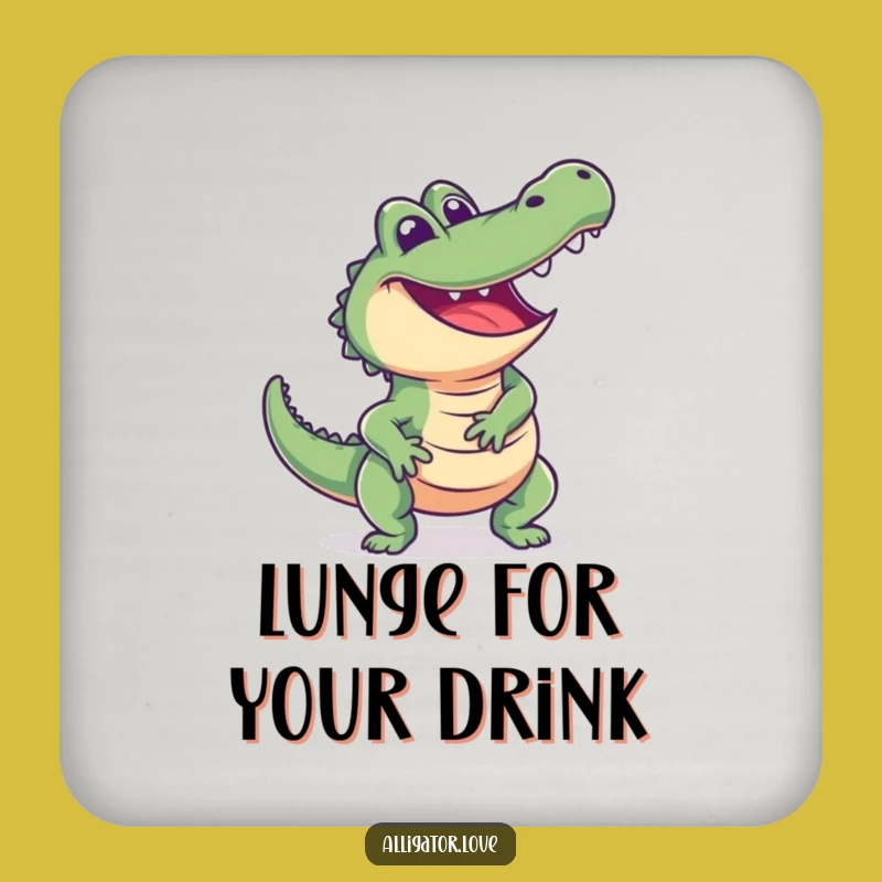 Funny Excited Alligator Drink Coaster - Protect Surfaces with Playful Style