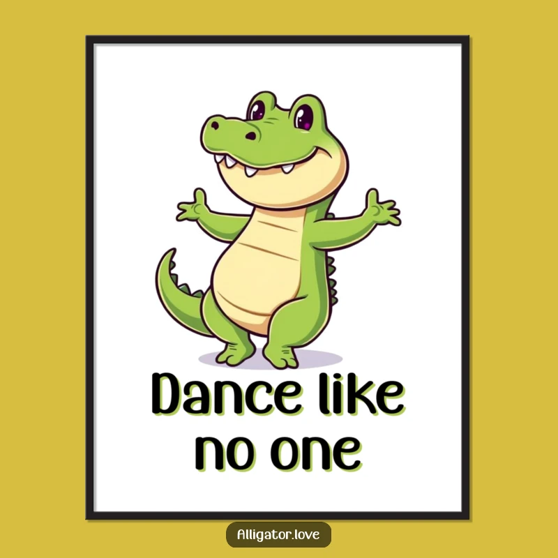 Funny Dancing Alligator Poster - Lively Wall Art for Joyful Spaces