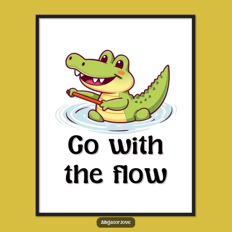 Funny Happy Paddling Gator Poster: Bring Water Fun to Your Walls!