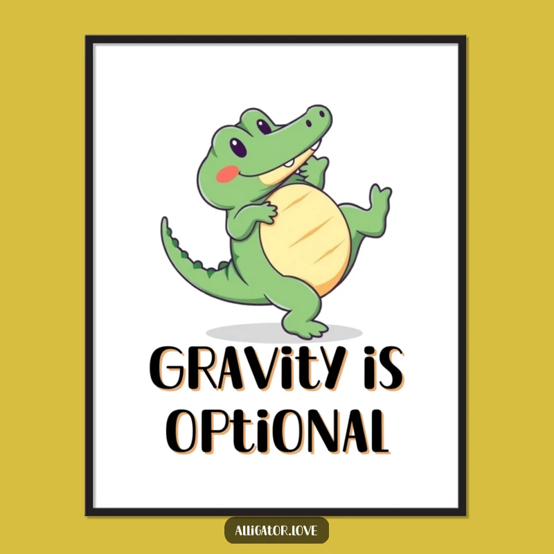 Funny Cartwheeling Alligator Poster - Adorable Wall Art for Happy Spaces