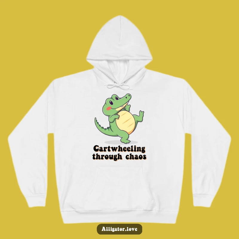 Cozy Funny Cartwheeling Alligator Hoodie - Warm Up with Cute Charm