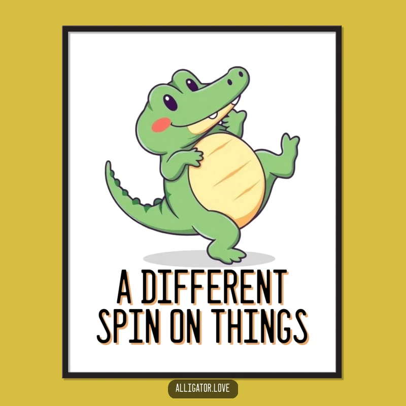 Funny Free Printable Wall Art: Cartwheeling Alligator, Whimsical Downloadable Decor