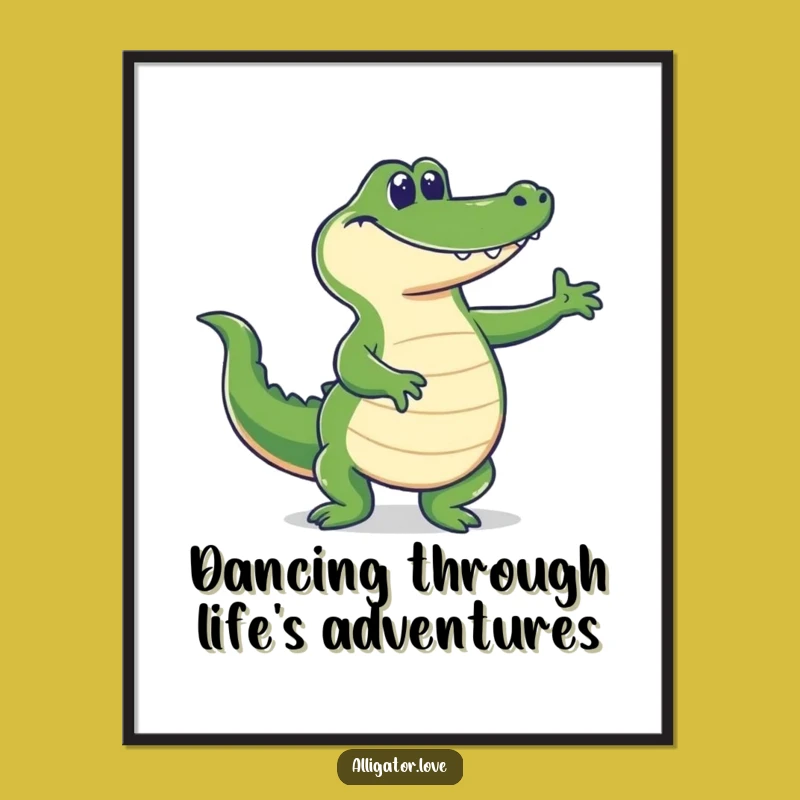 Free Printable Wall Art: Funny Dancing Alligator Downloadable Decor for a Lively Space