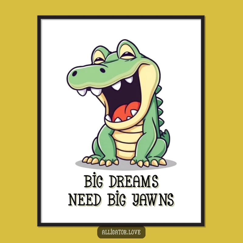 Funny Free Printable Wall Art: Yawning Alligator Downloadable Art for Home