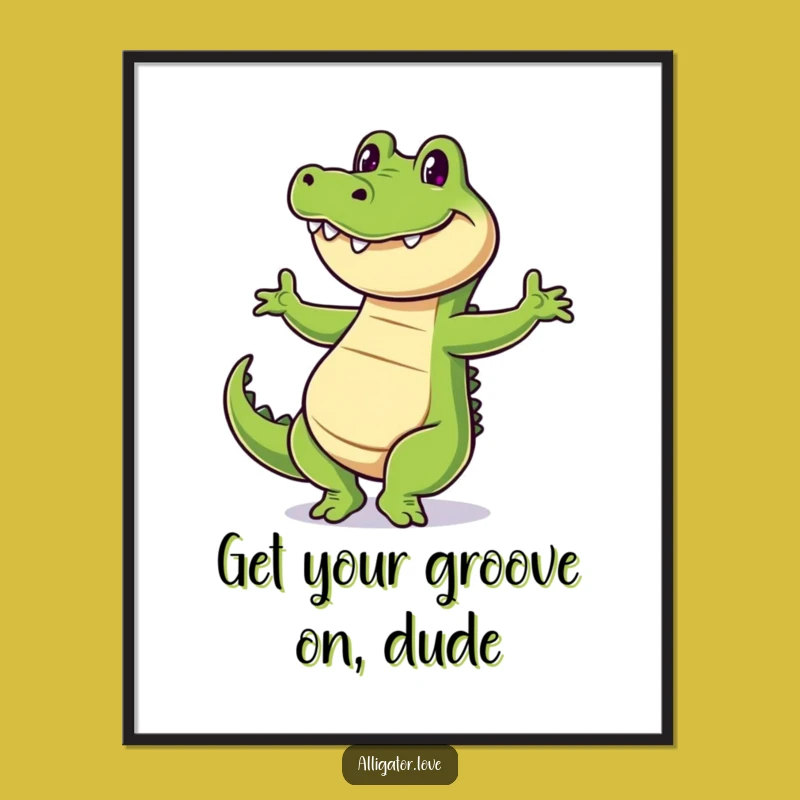 Funny Free Printable Wall Art: Dancing Alligator, Quirky Downloadable Decor