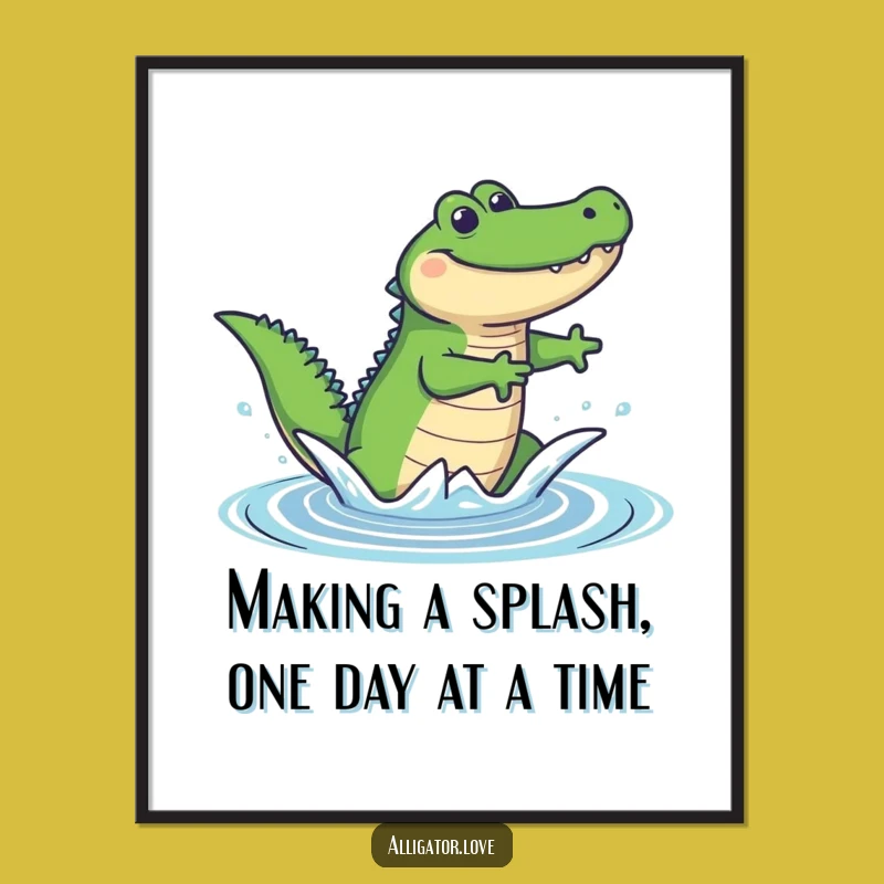 Funny Free Printable Wall Art: Joyful Leaping Alligator Downloadable Art for Home