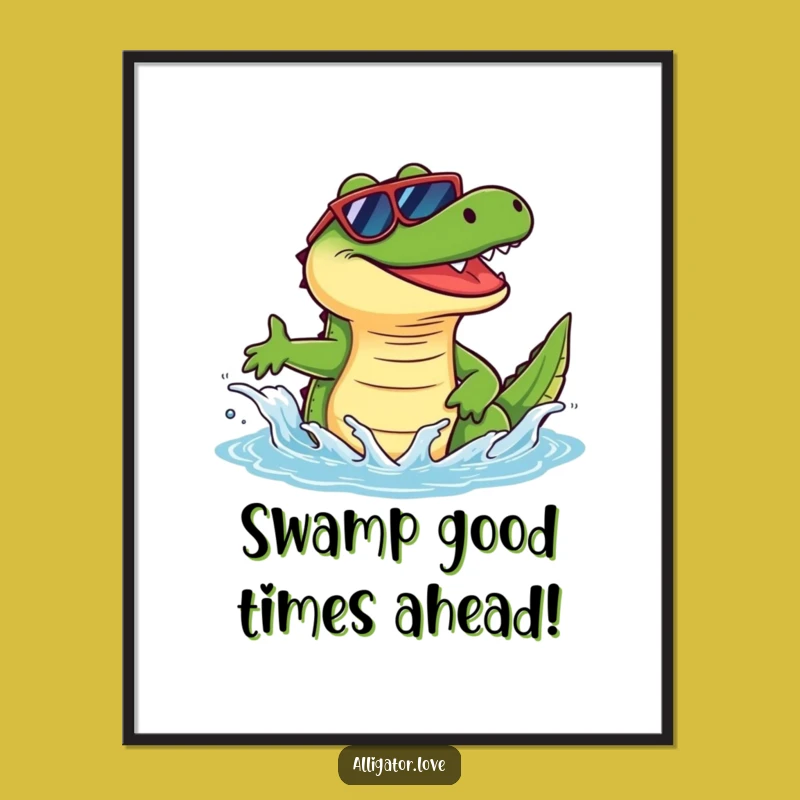 Free Printable Wall Art: Funny Alligator Sunglasses Splash Downloadable Decor for a Fun Vibe
