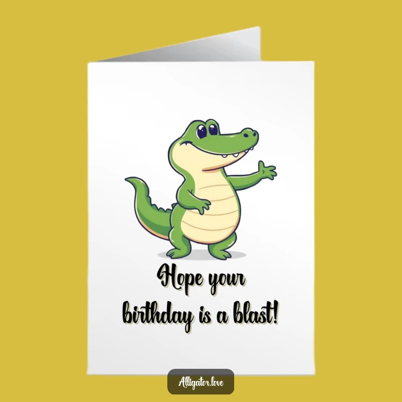 Free Printable Birthday Card: Funny Dancing Alligator Downloadable for a Groovy Celebration