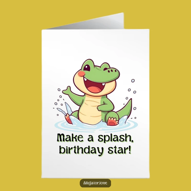 Free Printable Birthday Card: Splashing Alligator Joy, Funny DIY Gift