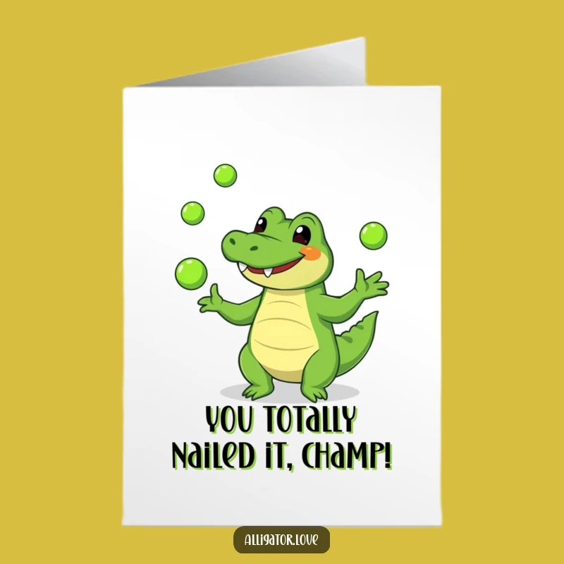 Free Printable Congratulations Card: Juggling Alligator, Hilarious DIY Downloadable Gift