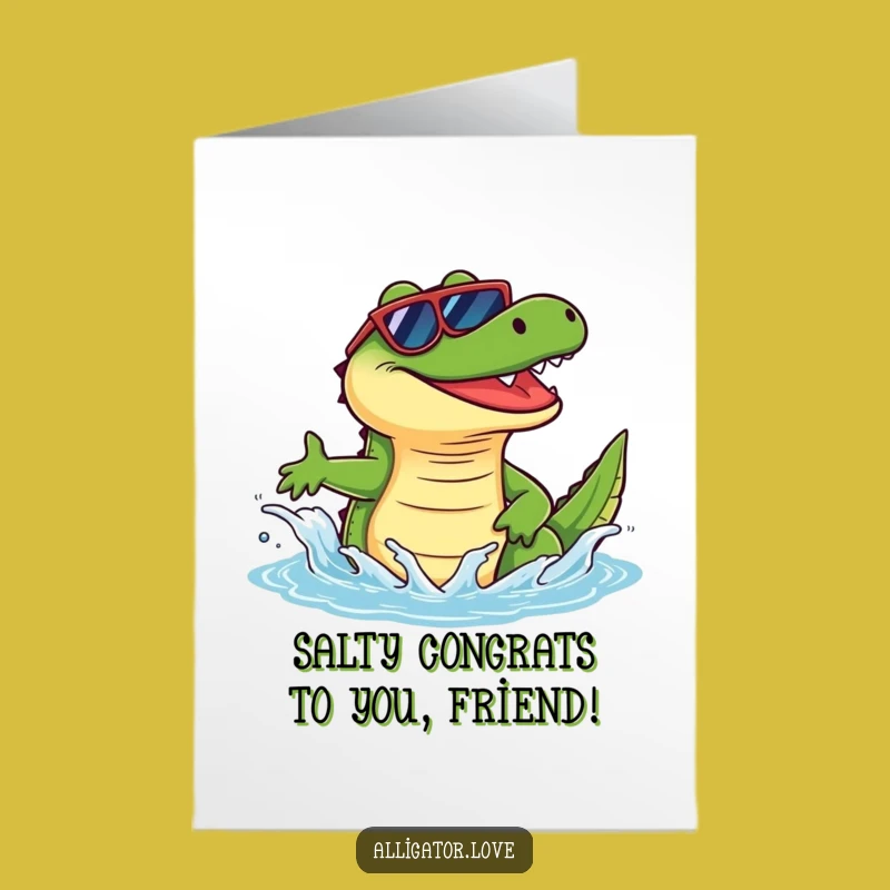 Free Printable Congrats Card: Funny Alligator Splash Downloadable to Celebrate Big Achievements