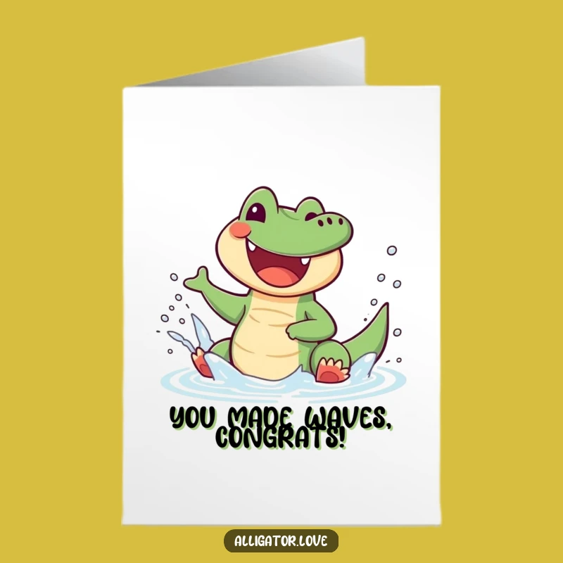 Free Printable Congrats Card: Splashing Alligator, Hilarious DIY Downloadable