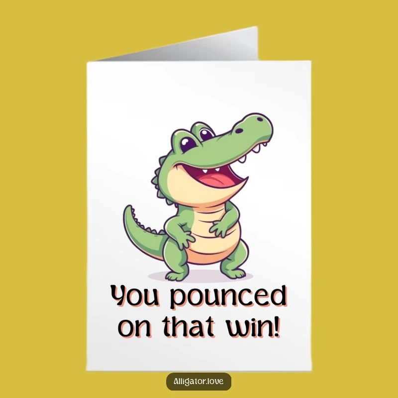 Free Printable Congrats Card: Lunging Alligator, Humorous DIY Downloadable