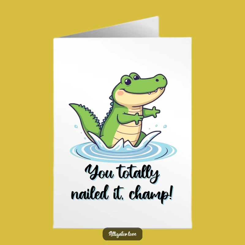 Free Printable Congratulations Card: Leaping Alligator Funny Congrats Downloadable Gift