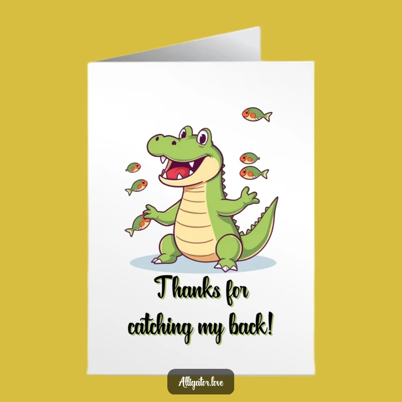Free Printable Thank You Card: Funny Juggling Alligator Downloadable to Show Thanks