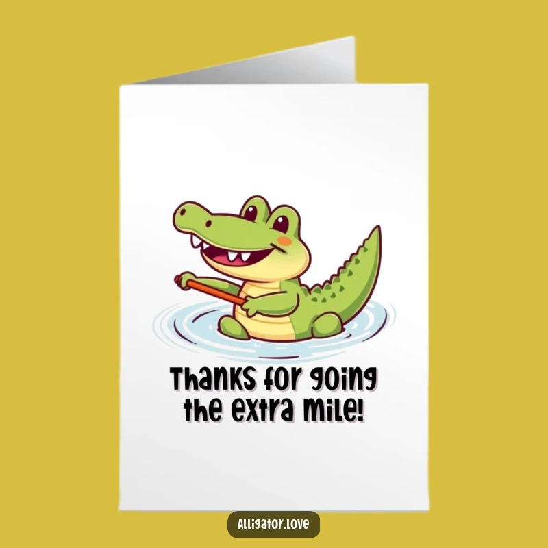 Free Printable Thank You Card: Happy Paddling Alligator Downloadable for Your Thanks
