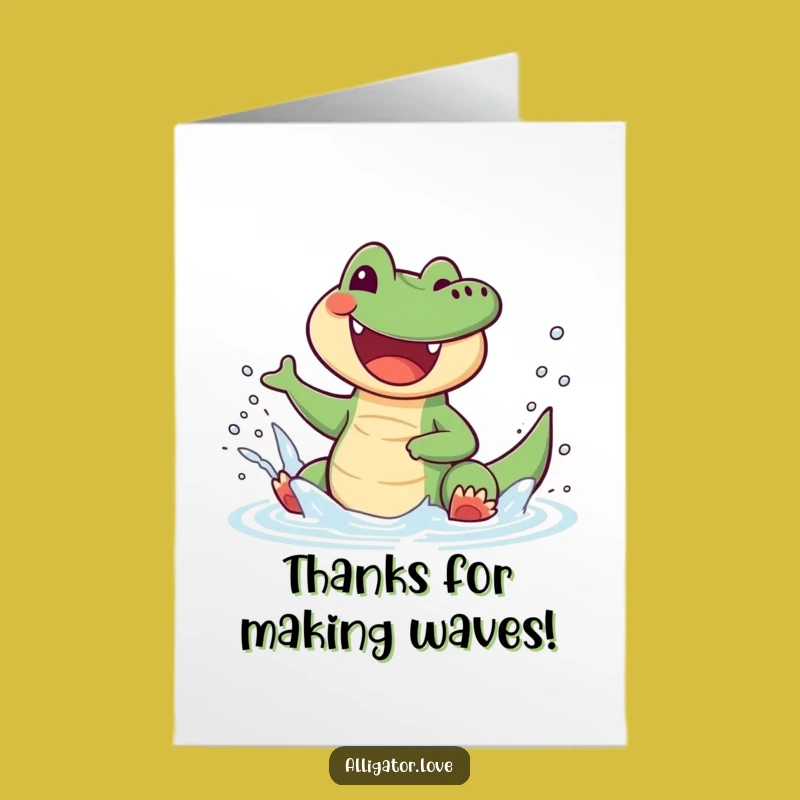 Free Printable Thank You Card: Splashing Alligator, Fun DIY Gift
