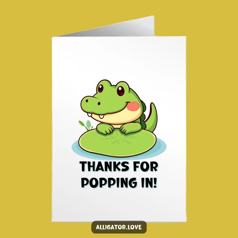 Free Printable Thank You Card: Cute Alligator Peek Downloadable for Sweet Thanks