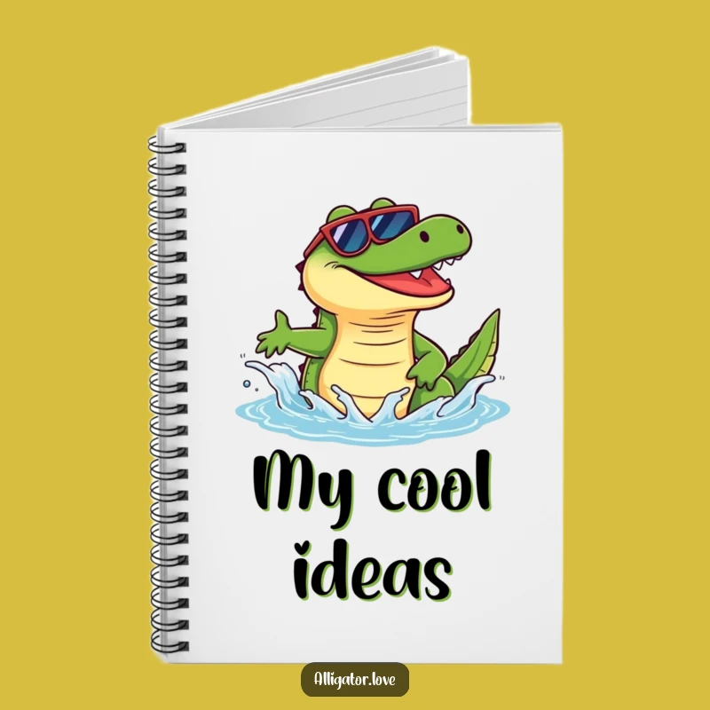 Funny Alligator Sunglasses Splash Notebook: Jot Down Ideas with Cool Reptile Flair!