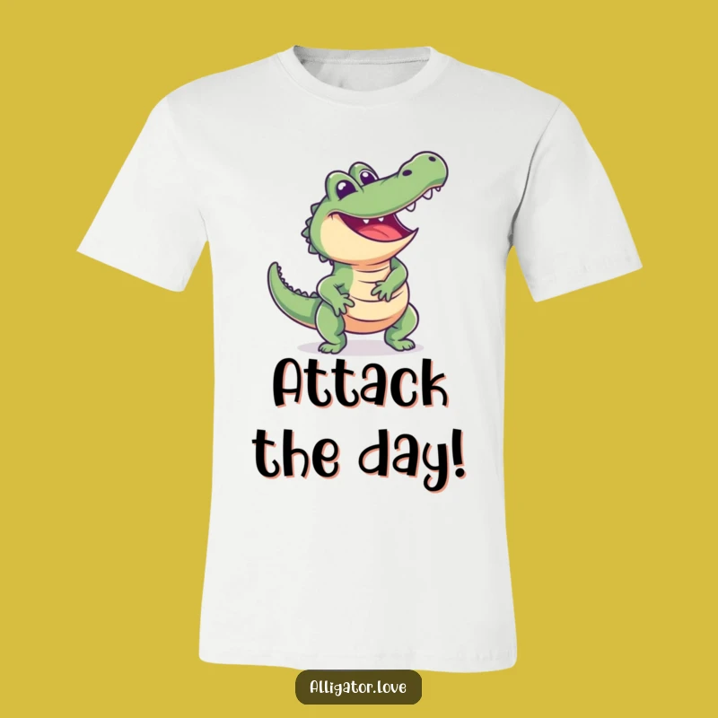 Funny Excited Alligator T-Shirt - Playful Action Tee for Enthusiasts