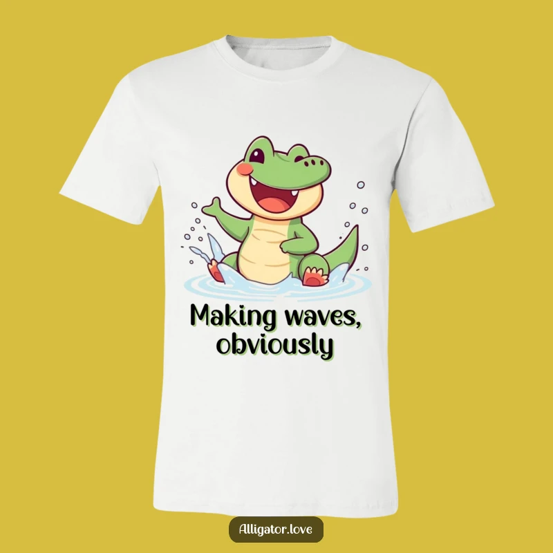 Funny Splashing Alligator T-Shirt - Joyful Water Fun Tee